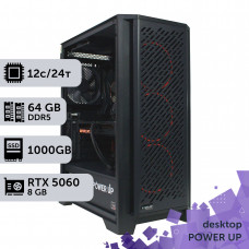 Робоча станція PowerUp Desktop #740 Ryzen 9 7900x/64 GB/SSD 1TB/GeForce RTX 5060 8GB