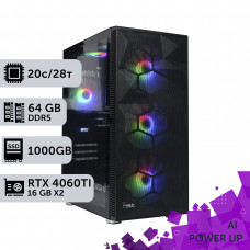 AI Workstation PowerUp #6 Core i7 14700K/64 GB/SSD 1TB/GeForce RTX 4060Ti 16GB x2