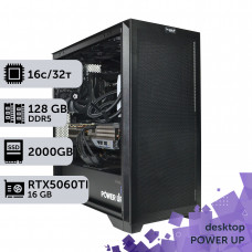 Робоча станція PowerUp Desktop #734 Ryzen 9 7950x/128 GB/SSD 2TB/GeForce RTX 5060Ti 16GB