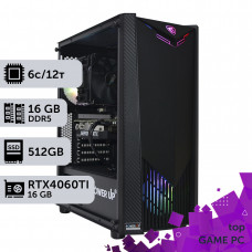 Ігровий комп'ютер GamePC TOP #250 Ryzen 5 7600/16 GB/SSD 512GB/GeForce RTX 4060Ti 16GB