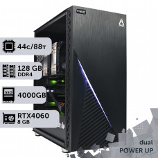 Двопроцесорна робоча станція PowerUp #366 Xeon E5 2699 v4 x2/128 GB/SSD 4TB/GeForce RTX 4060 8GB