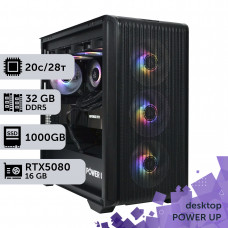 Робоча станція PowerUp Desktop #572 Core i7 14700K/32 GB/SSD 1TB/GeForce RTX 5080 16GB
