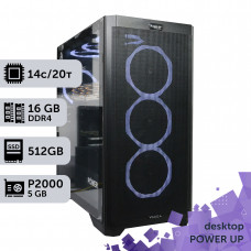Робоча станція PowerUp Desktop #451 Core i5 14600K/16 GB/SSD 512GB/NVIDIA Quadro P2000 5GB