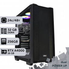 Двопроцесорна робоча станція PowerUp #127 Xeon E5 2690 v3 x2/32 GB/SSD 256GB/NVIDIA Quadro RTX A4000 16GB