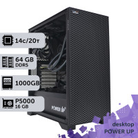 Робоча станція PowerUp Desktop #458 Core i5 14600K/64GB/HDD 2TB/SSD 1TB/NVIDIA Quadro P5000 16GB