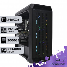 Робоча станція PowerUp Desktop #282 Core i9 13900K/192 GB/SSD 2TB/GeForce RTX 4080 Super 16GB
