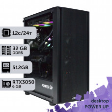 Робоча станція PowerUp Desktop #482 Ryzen 9 7900x/32 GB/SSD 512GB/GeForce RTX 3050 6GB