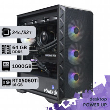 Робоча станція PowerUp Desktop #717 Core i9 14900K/64 GB/SSD 1TB/GeForce RTX 5060Ti 16GB