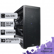 Робоча станція PowerUp Desktop #647 Ryzen 9 7900x/32 GB/SSD 1TB/GeForce RTX 5070Ti 16GB
