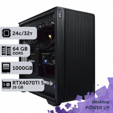 Робоча станція PowerUp Desktop #366 Core i9 14900K/64 GB/SSD 1TB/GeForce RTX 4070Ti Super 16GB