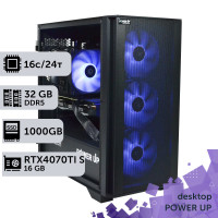 Робоча станція PowerUp Desktop #468 Core i7 13700K/32 GB/SSD 1TB/GeForce RTX 4070Ti Super 16GB