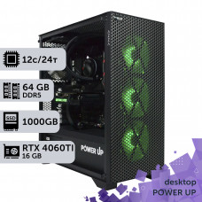 Робоча станція PowerUp Desktop #489 Ryzen 9 9900x/64 GB/SSD 1TB/GeForce RTX 4060Ti 16GB