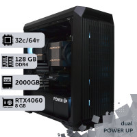 Двопроцесорна робоча станція PowerUp #397 AMD EPYC 7F52 x2/128 GB/SSD 2TB/GeForce RTX 4060 8GB