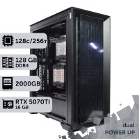 Двопроцесорна робоча станція PowerUp #532 AMD EPYC 7702 x2/256 GB/SSD 2TB/GeForce RTX 5070Ti 16GB