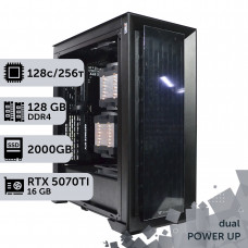 Двопроцесорна робоча станція PowerUp #532 AMD EPYC 7702 x2/256 GB/SSD 2TB/GeForce RTX 5070Ti 16GB