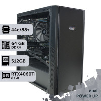 Двопроцесорна робоча станція PowerUp #410 Xeon E5 2699 v4 x2/64 GB/SSD 512GB/GeForce RTX 4060Ti 8GB