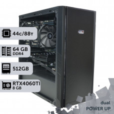 Двопроцесорна робоча станція PowerUp #410 Xeon E5 2699 v4 x2/64 GB/SSD 512GB/GeForce RTX 4060Ti 8GB