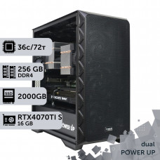Двопроцесорна робоча станція PowerUp #500 Xeon Gold 6354 x2/256 GB/SSD 2TB/GeForce RTX 4070Ti Super 16GB