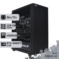 Двопроцесорна робоча станція PowerUp #421 Xeon E5 2699 v3 x2/128 GB/SSD 1TB/GeForce RTX 4060Ti 8GB