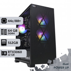 Двопроцесорна робоча станція PowerUp #236 Xeon E5 2699 v4 x2/64 GB/HDD 2 TB/SSD 512GB/GeForce RTX 3060 12GB