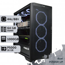 Двопроцесорна робоча станція PowerUp #454 Xeon E5 2699 v4 x2/64 GB/HDD 2 TB/SSD 1TB/NVIDIA Quadro P5000 16GB