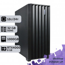 Робоча станція PowerUp Desktop #436 Ryzen 9 7900x/32 GB/SSD 1TB/NVIDIA Quadro RTX4000 8GB