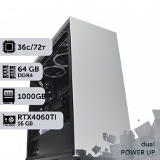 Двопроцесорна робоча станція PowerUp #499 Xeon Gold 6354 x2/64 GB/SSD 1TB/GeForce RTX 4060Ti 16GB
